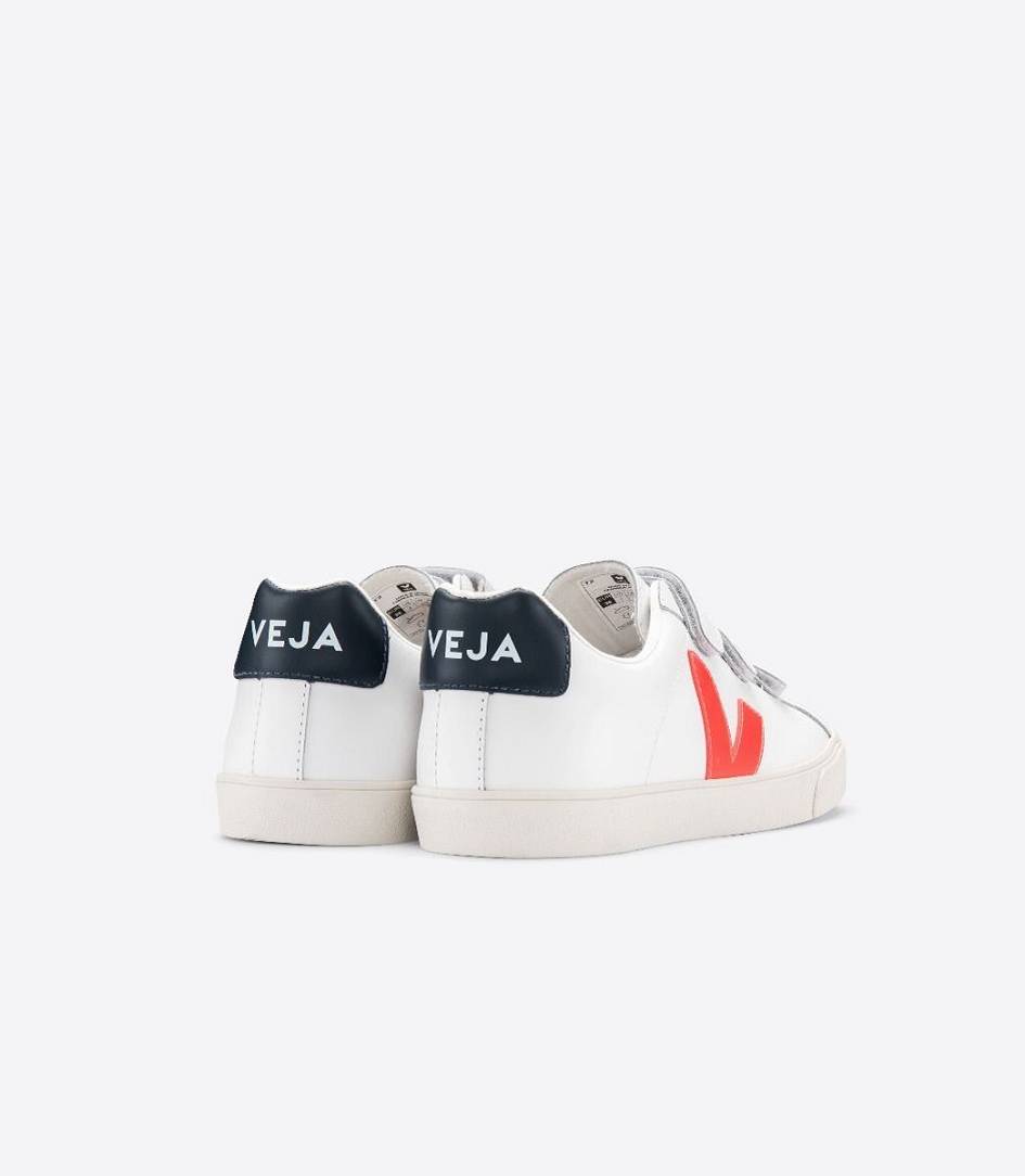 Veja 3-lock Leather Men's Sneakers White Orange Fluo Nautico | IWO641932