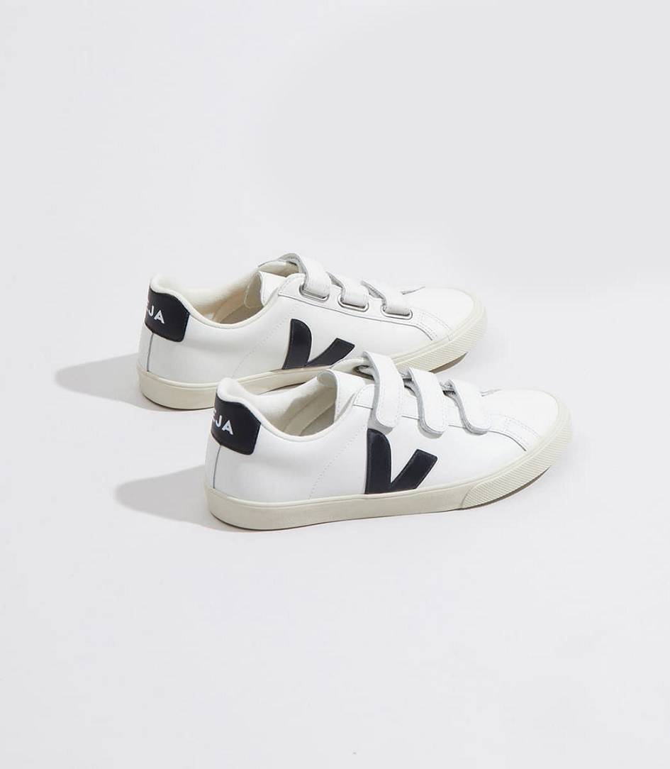 Veja 3-lock Leather Men's Trainers White Black | ABC849763