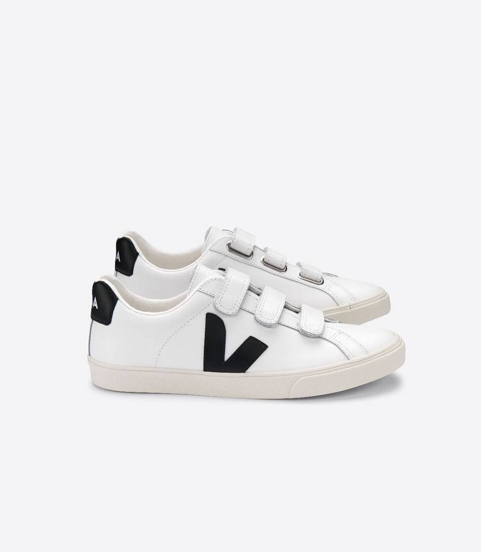 Veja 3-lock Leather Men\'s Trainers White Black | ABC849763