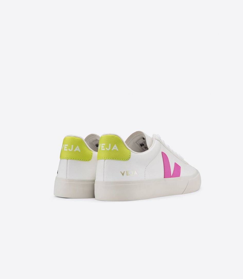 Veja Campo Chromefree Women's Sneakers White Ultraviolet Jaune Fluo | JGS874269