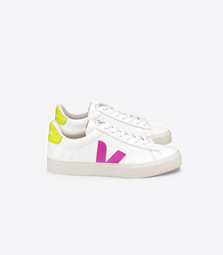 Veja Campo Chromefree Women\'s Sneakers White Ultraviolet Jaune Fluo | JGS874269