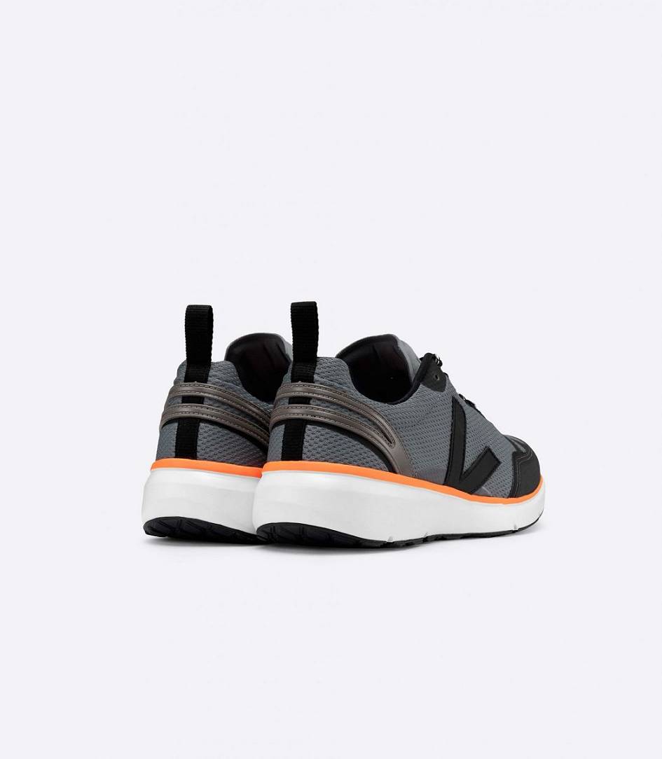 Veja Condor 2 Alveomesh Men's Runners Concrete Black Neon Orange | CBG201354