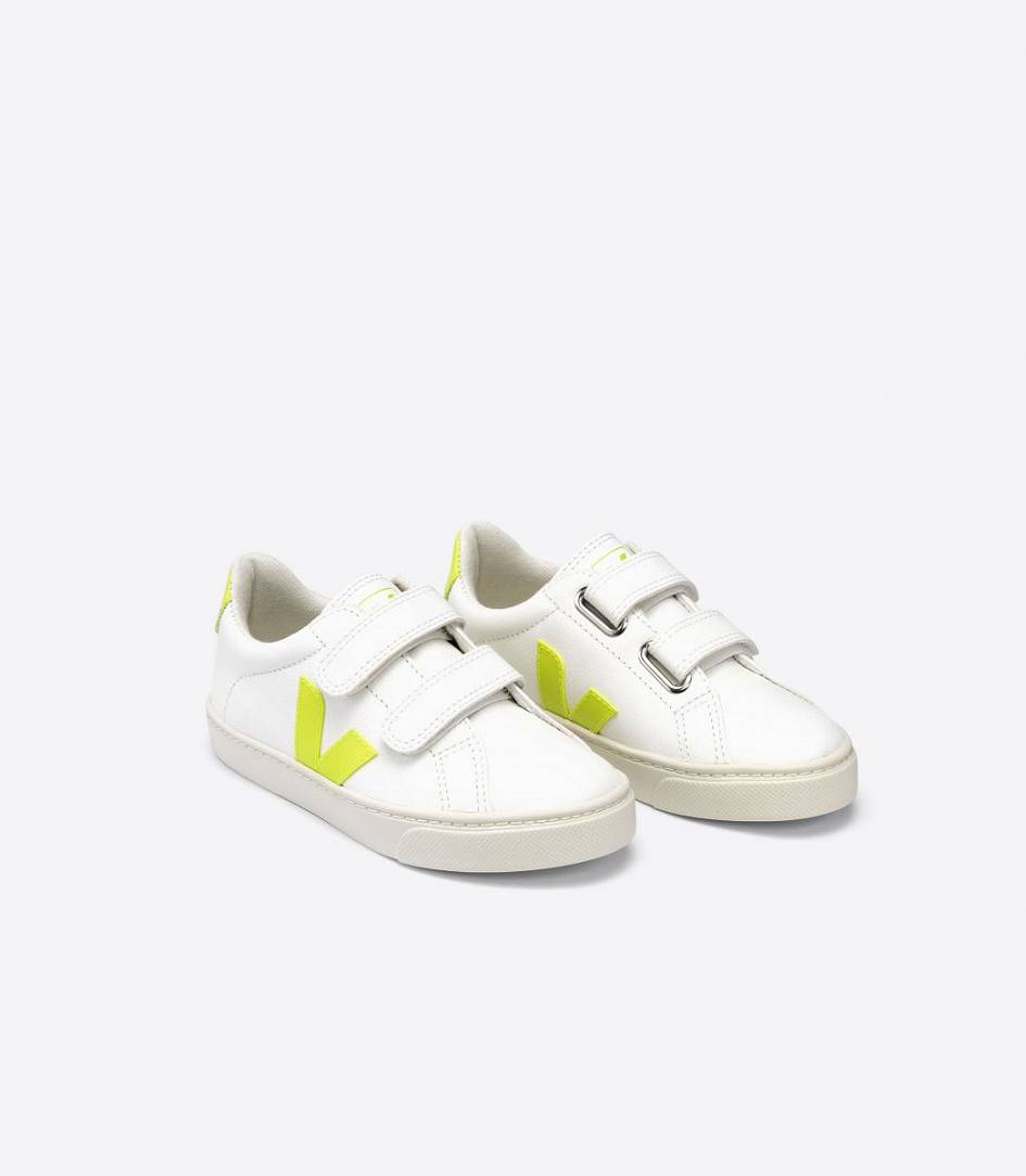 Veja Esplar Chromefree Kids' Sneakers White Jaune-Fluo Purple | VWI673852