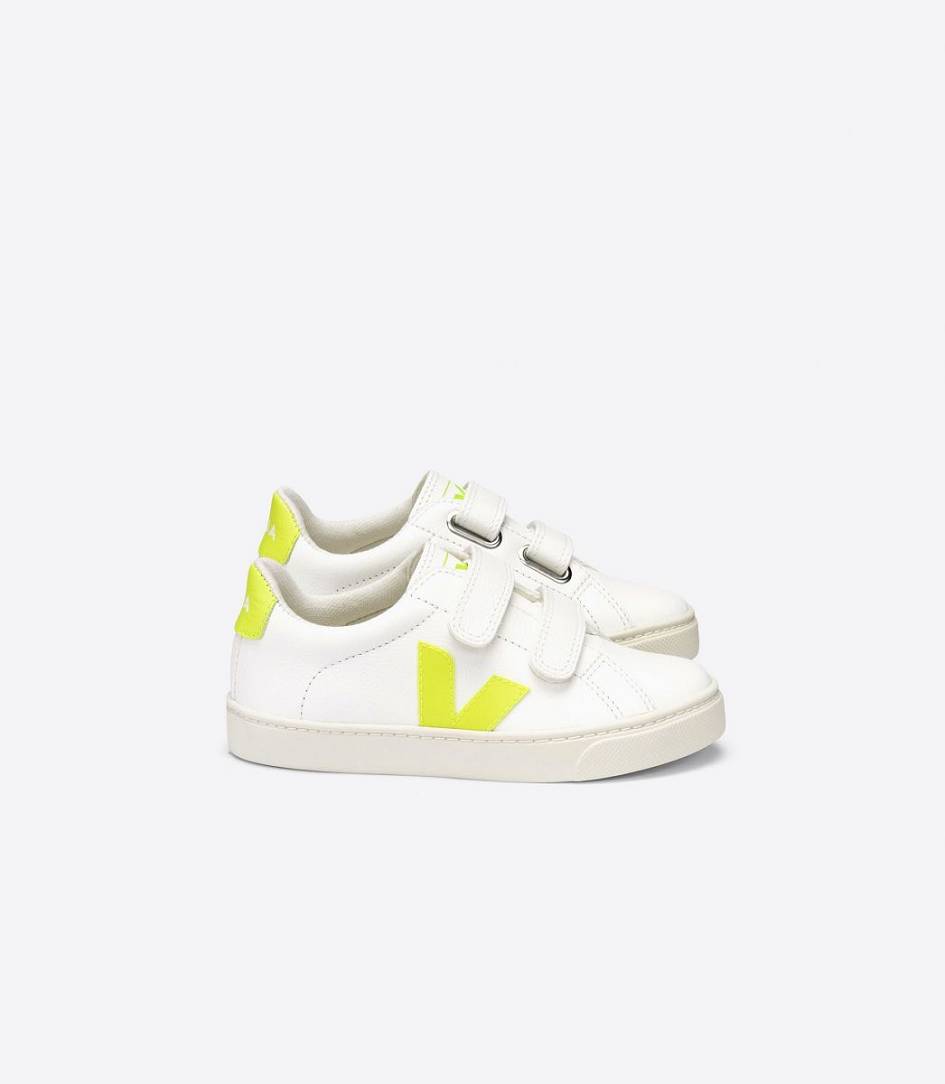 Veja Esplar Chromefree Kids\' Sneakers White Jaune-Fluo Purple | VWI673852