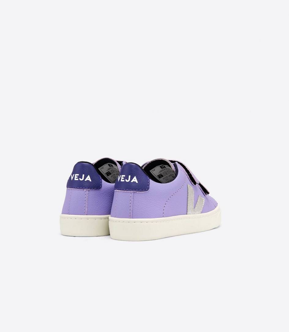 Veja Esplar Chromefree Kids' Trainers Lavande Silver Purple | AQX237846