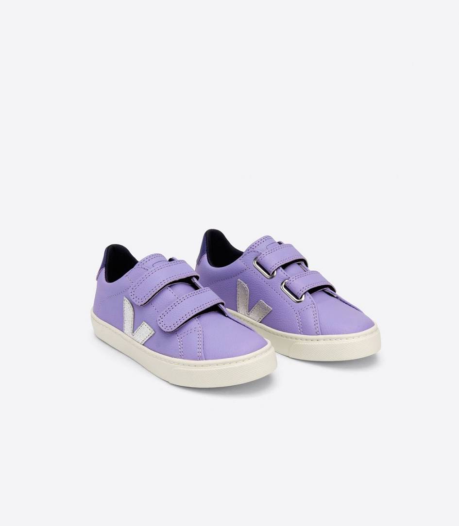 Veja Esplar Chromefree Kids' Trainers Lavande Silver Purple | AQX237846