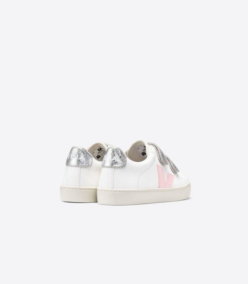 Veja Esplar Chromefree Kids' Trainers White Petale Silver | ASV597864