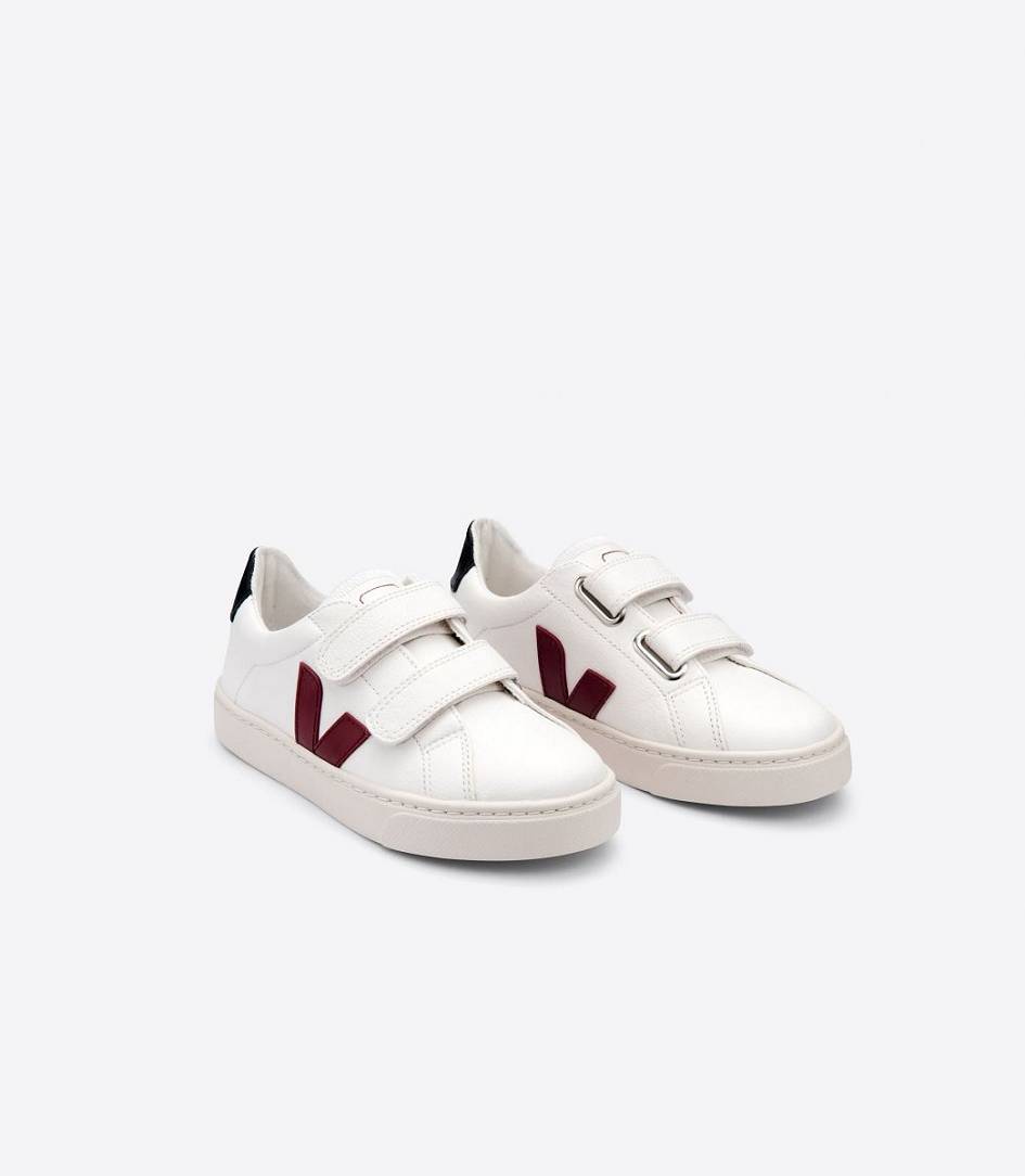 Veja Esplar Chromefree Kids' Trainers White Marsala Black | JIZ190834