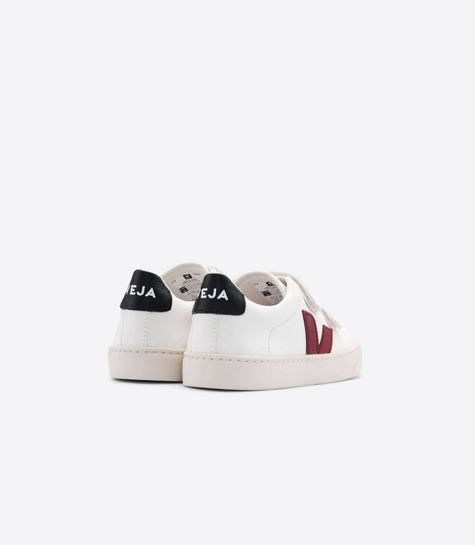 Veja Esplar Chromefree Kids' Trainers White Marsala Black | JIZ190834