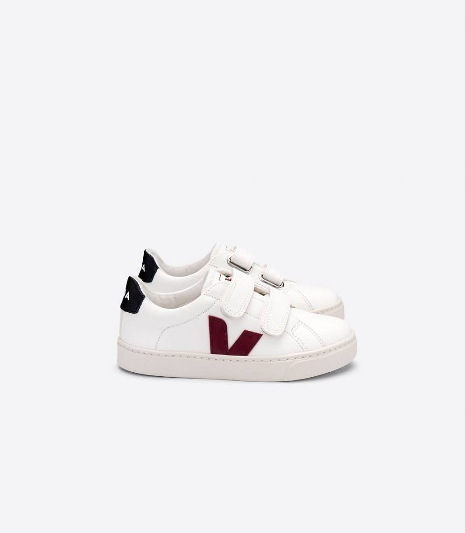 Veja Esplar Chromefree Kids\' Trainers White Marsala Black | JIZ190834