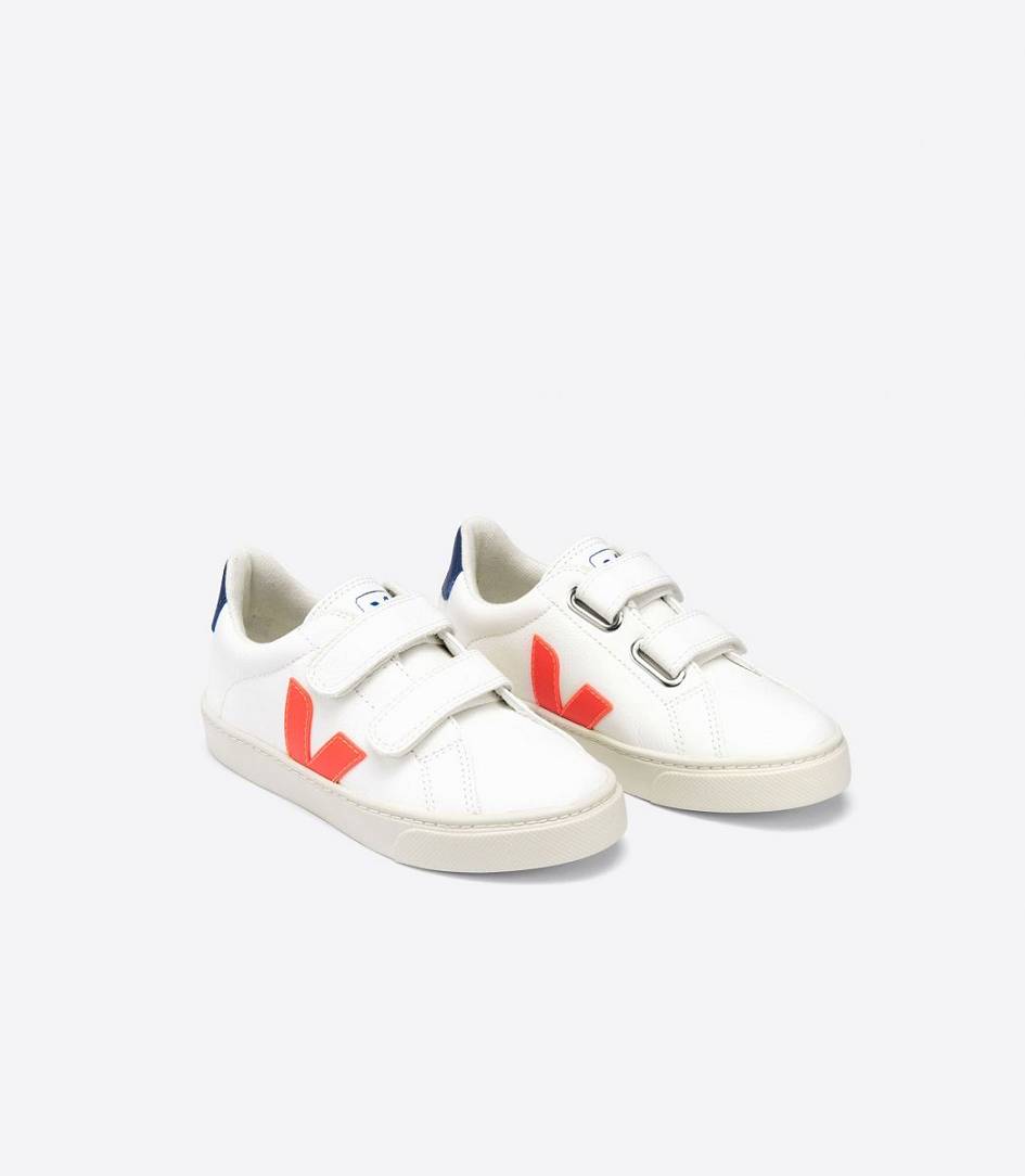 Veja Esplar Chromefree Kids' Trainers White Orange Fluo Cobalt | OHV948316