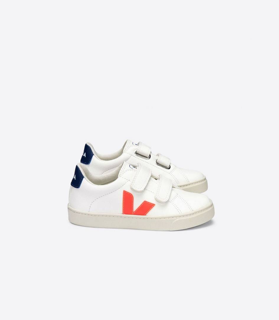 Veja Esplar Chromefree Kids\' Trainers White Orange Fluo Cobalt | OHV948316