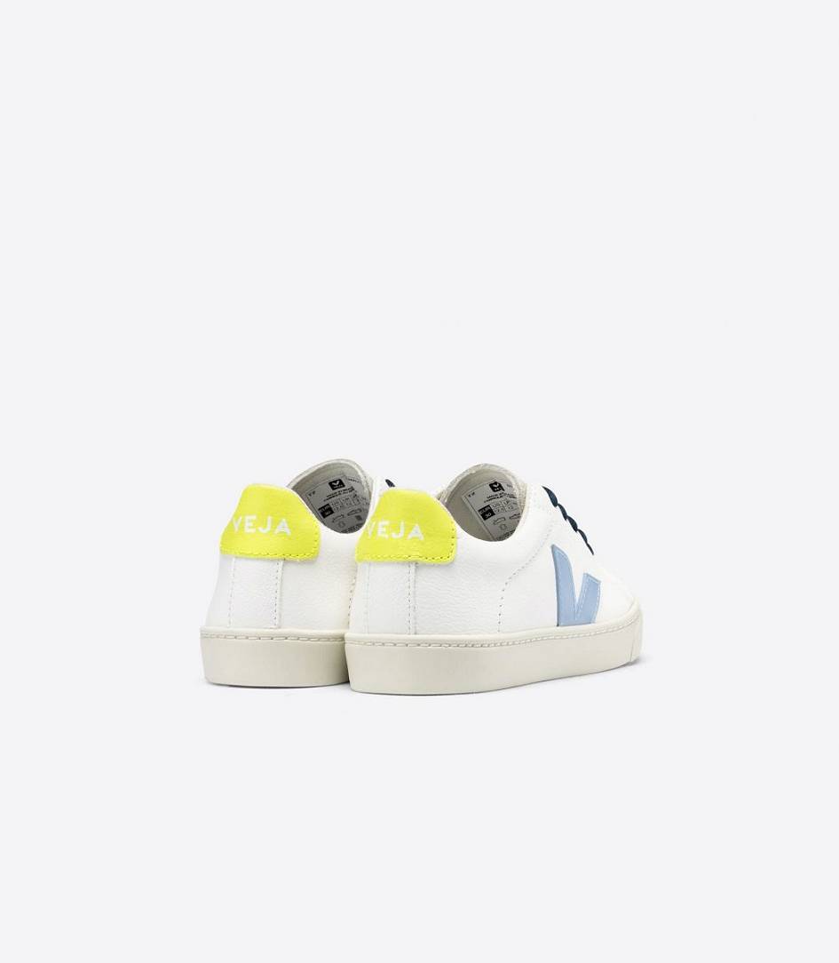 Veja Esplar Lace Chromefree Kids' Sneakers White Steel Jaune-Fluo | MKA847015