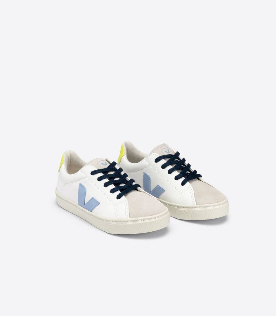 Veja Esplar Lace Chromefree Kids' Sneakers White Steel Jaune-Fluo | MKA847015