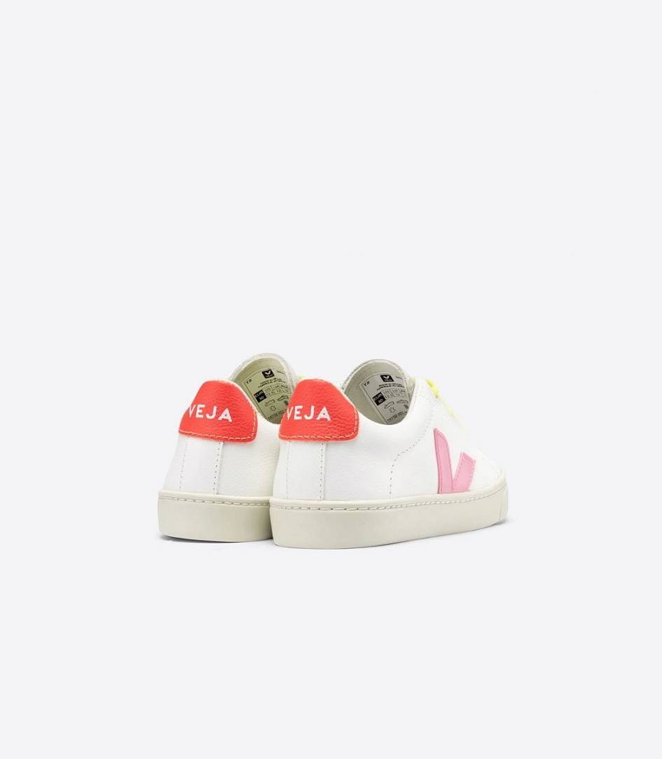 Veja Esplar Lace Chromefree Kids' Trainers White Guimauve Oran-Fluo | IBZ302951