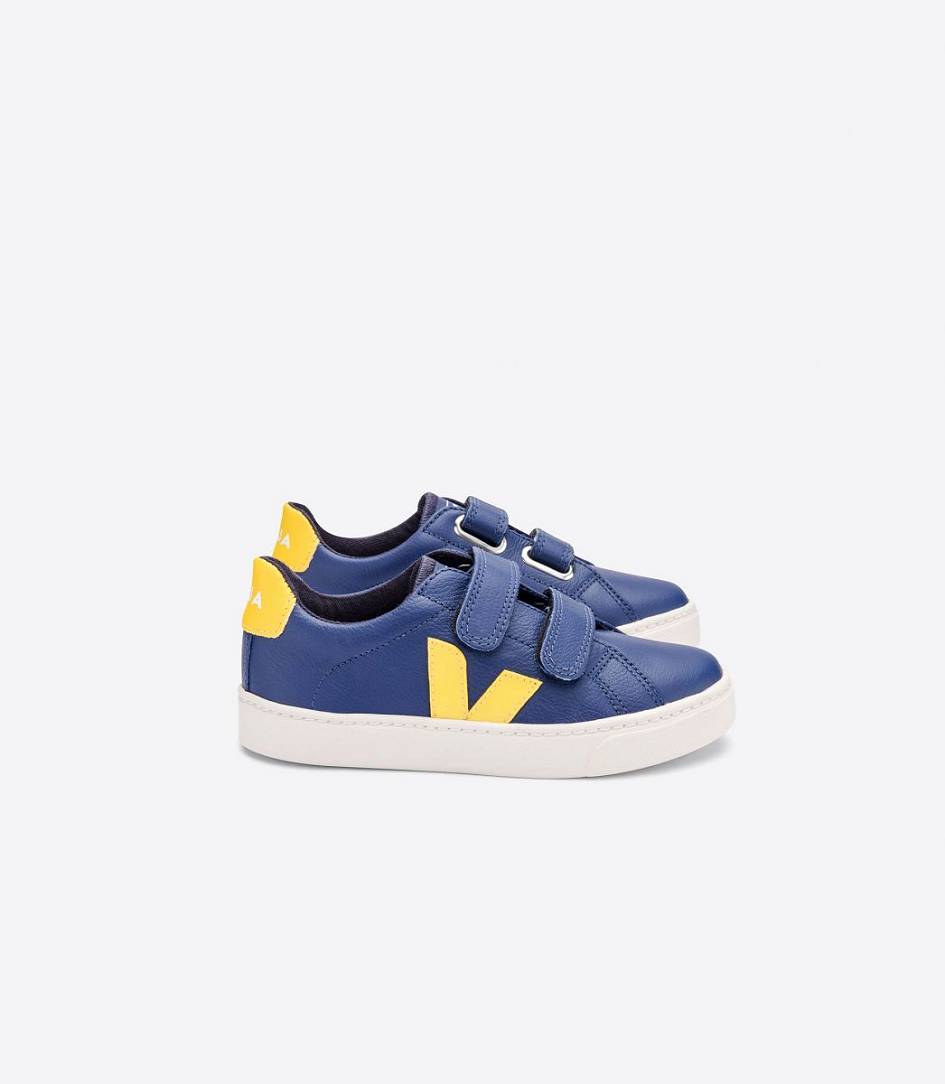 Veja Esplar Leather Kids\' Sneakers Cobalt Tonic | PNE891406