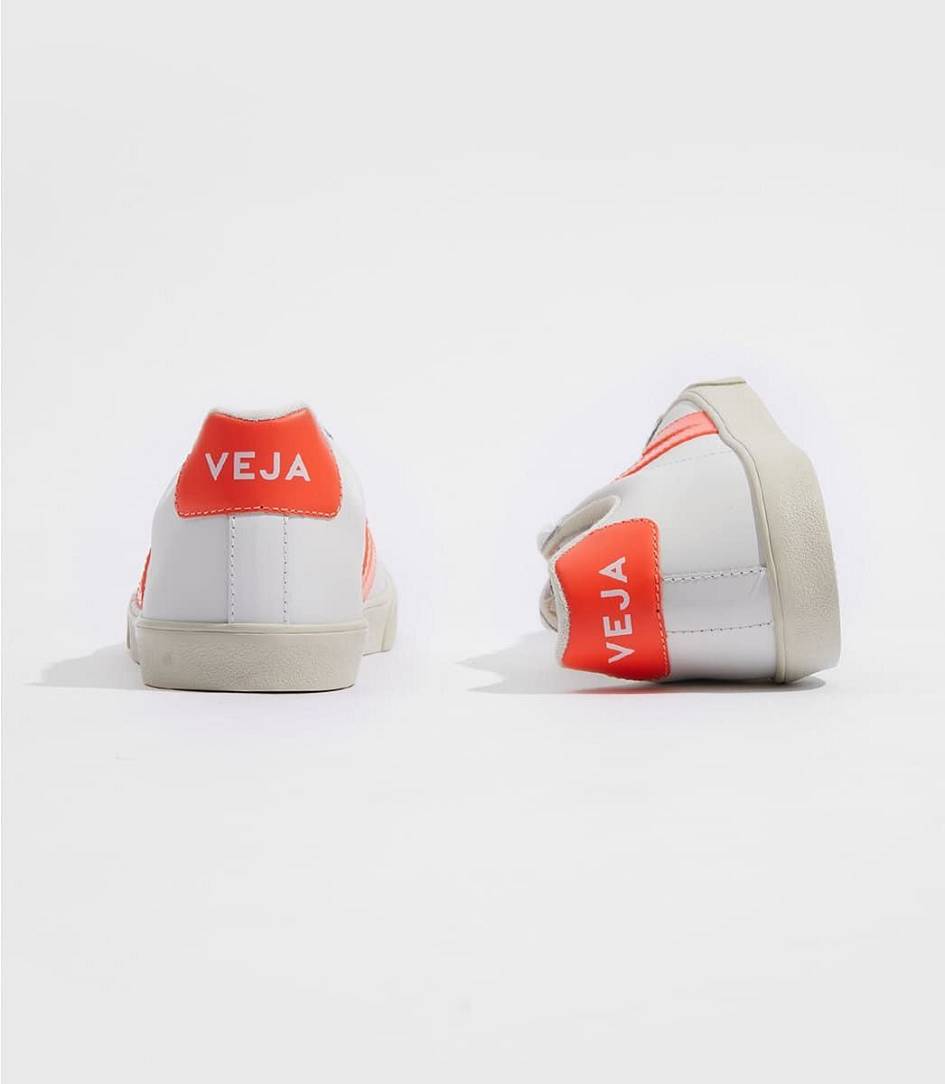 Veja Esplar Leather Men's Sneakers White Orange-Fluo | LCI617429