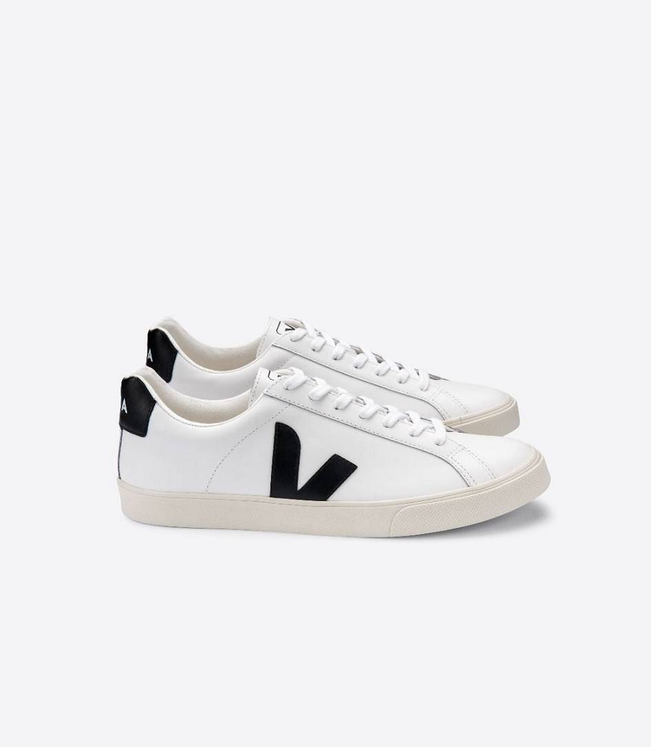 Veja Esplar Leather Men\'s Trainers White Black | UJY612570