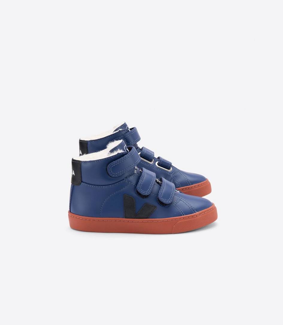 Veja Esplar Mid Fured Kids\' Sneakers Cobalt Rust | LXR192635