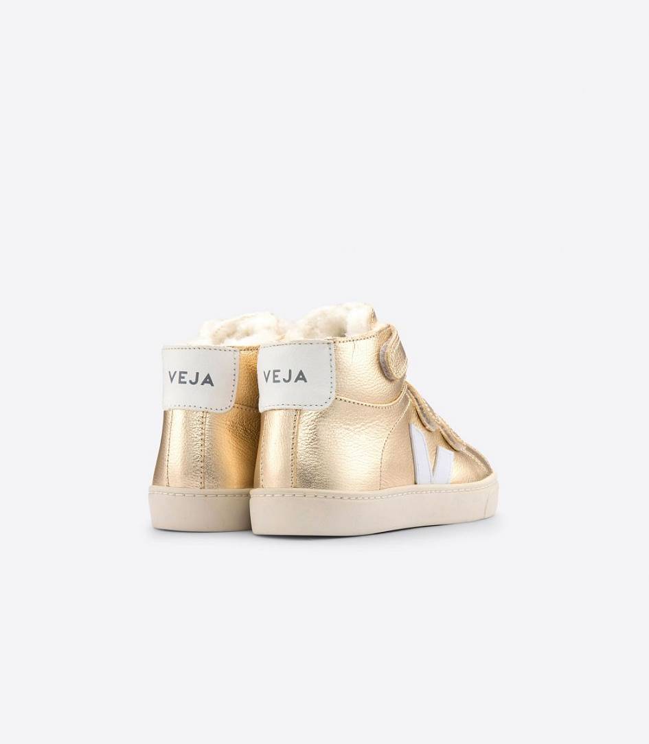 Veja Esplar Mid Fured Kids' Sneakers Platine White | BFE065781