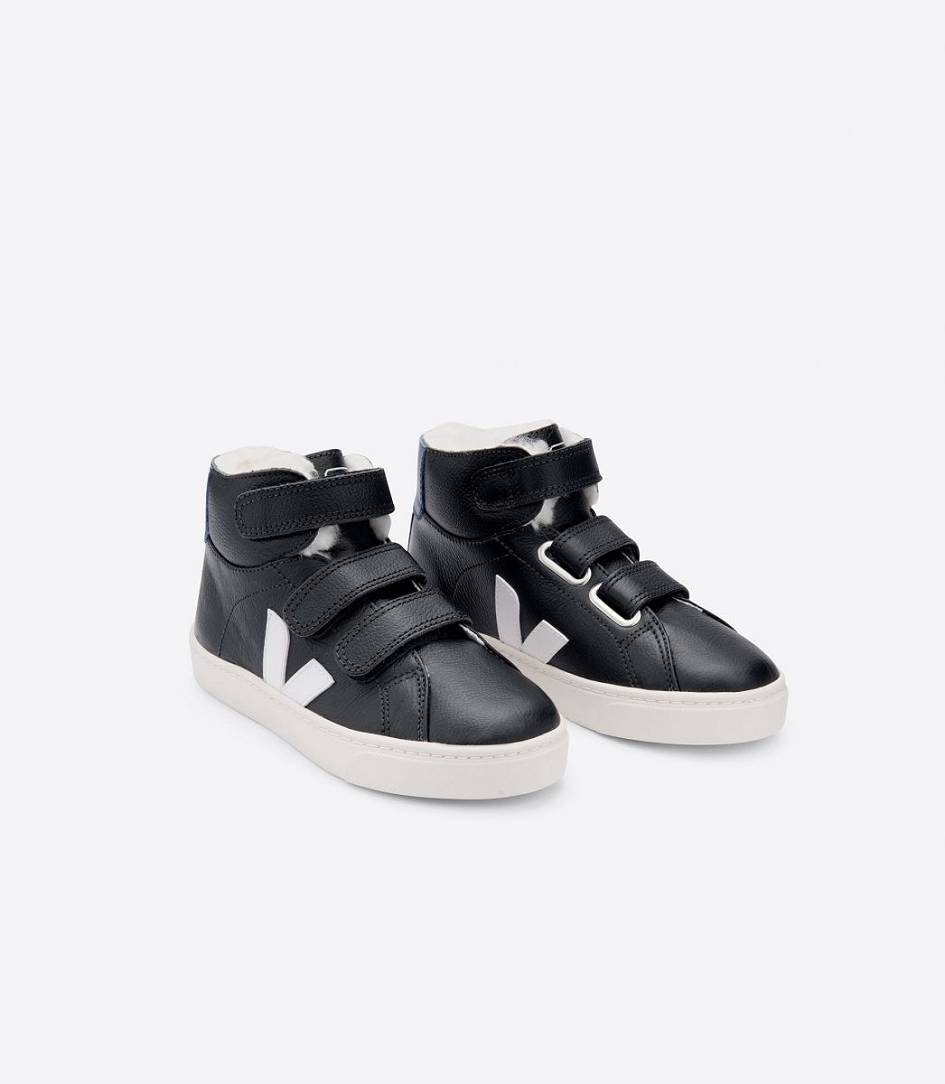 Veja Esplar Mid Fured Kids' Trainers Black White Cobalt | ETA810253