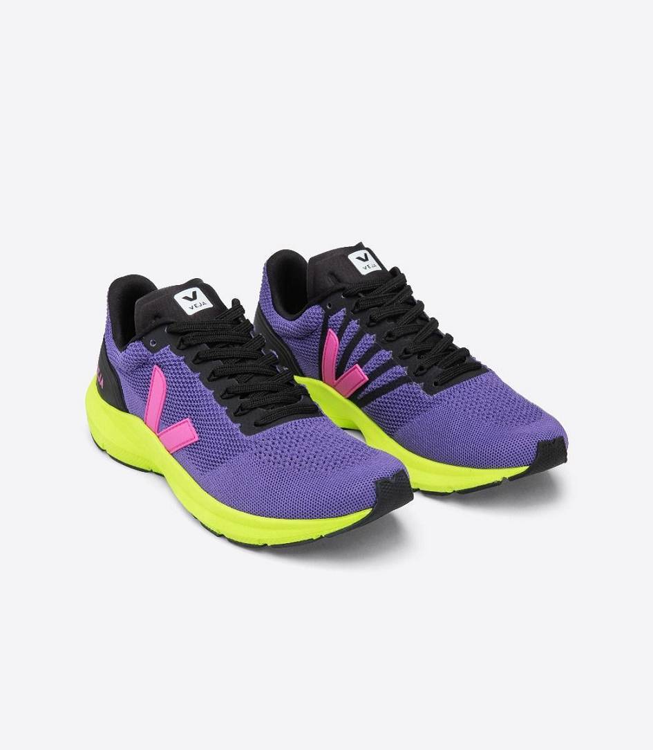 Veja Marlin Lt V Knit Men's Runners Purple Ultraviolet Jaune Fluo | QCG057469