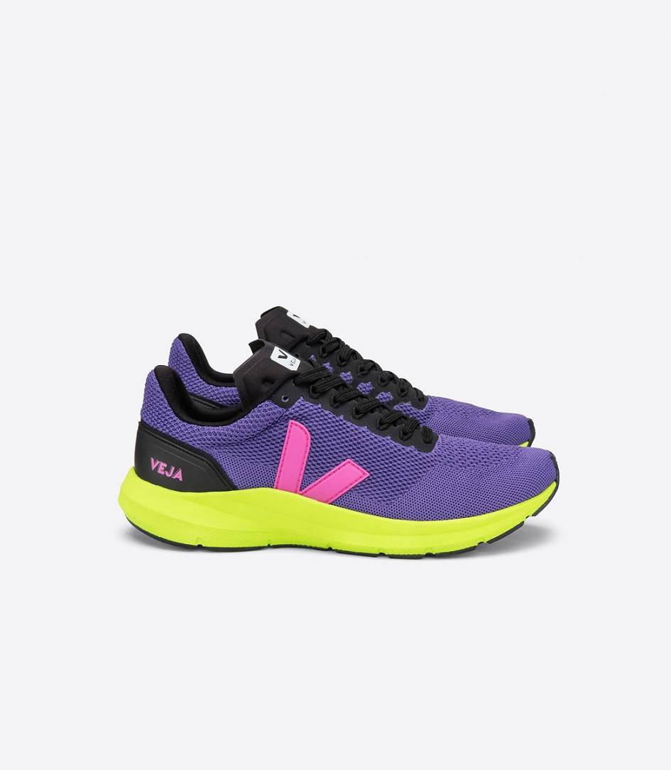 Veja Marlin Lt V Knit Men\'s Runners Purple Ultraviolet Jaune Fluo | QCG057469