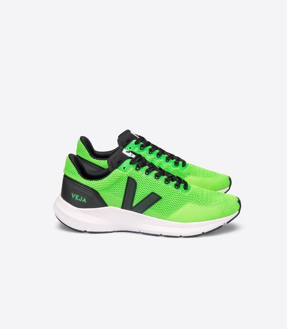 Veja Marlin V-knit Men\'s Runners Vert-Fluo Black | YVW402795