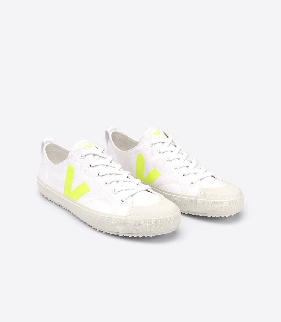 Veja Nova Canvas Men's Trainers White Jaune-Fluo | RXC168307