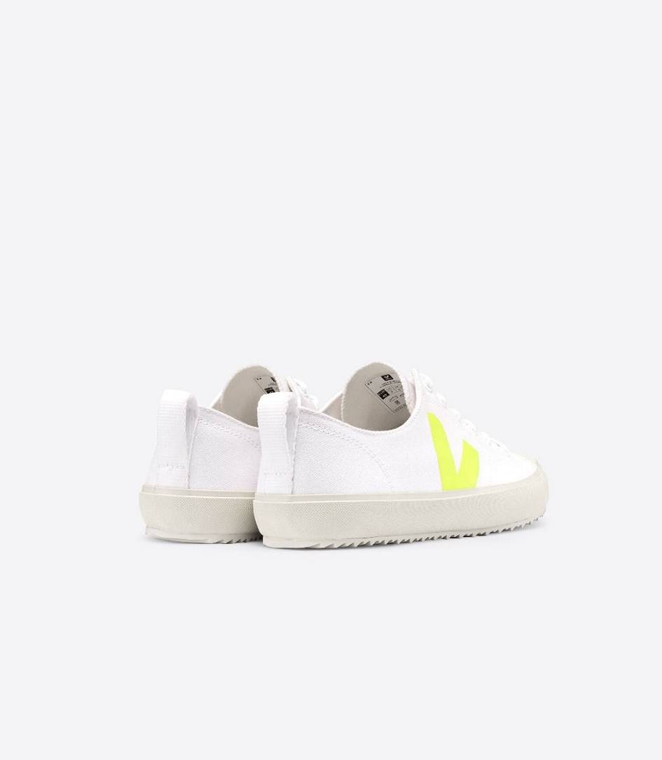 Veja Nova Canvas Men's Trainers White Jaune-Fluo | RXC168307