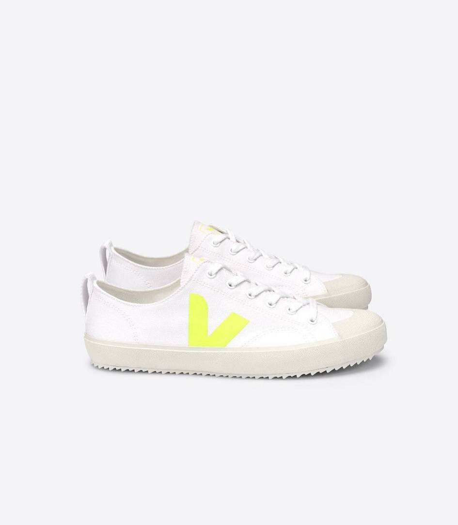 Veja Nova Canvas Men\'s Trainers White Jaune-Fluo | RXC168307