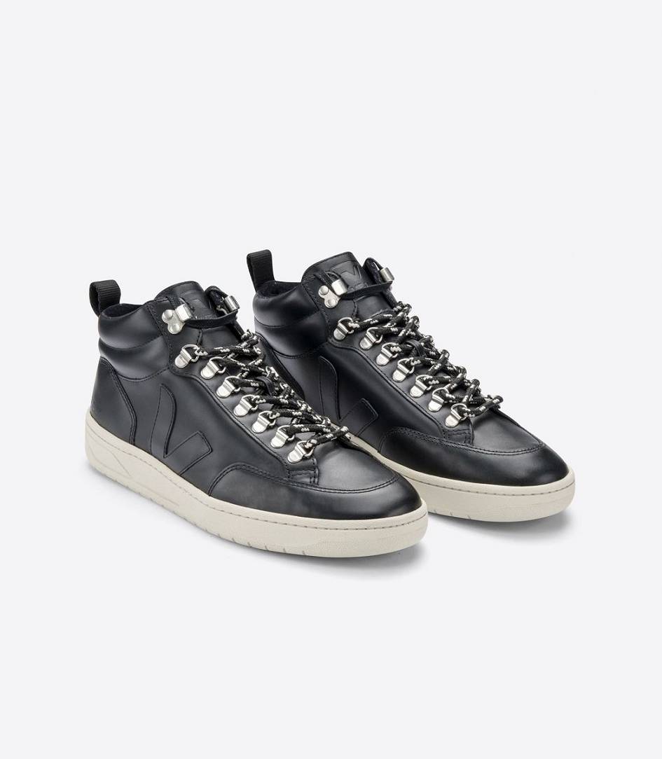 Veja Roraima Leather Men's Sneakers Black Pierre Sole | DUM407512