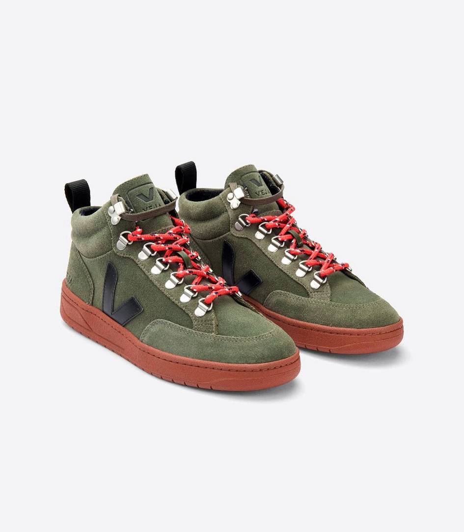 Veja Roraima Suede Men's Sneakers Olive Black Rust Sole | FBQ637810