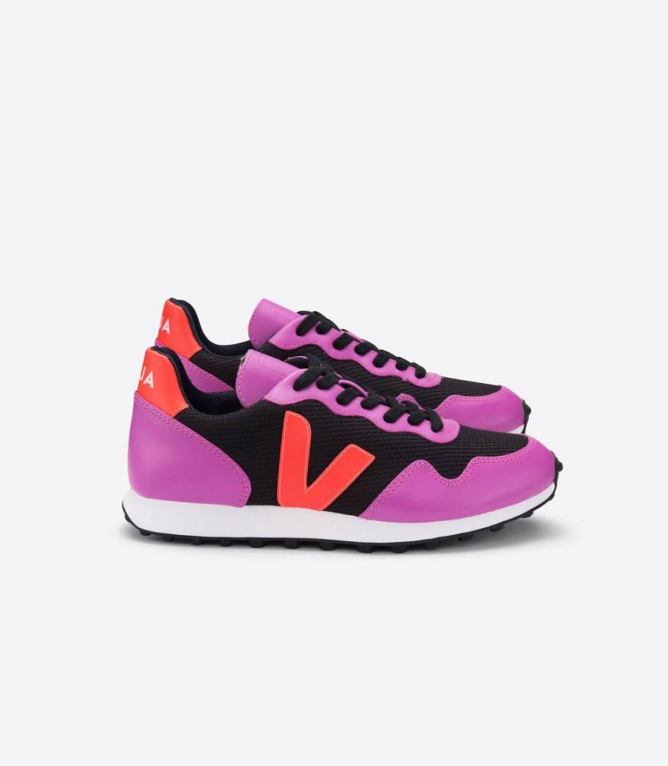 Veja Sdu Hexa B-mesh Women\'s Sneakers Black Ultraviolet Orange Fluo | WKY357821