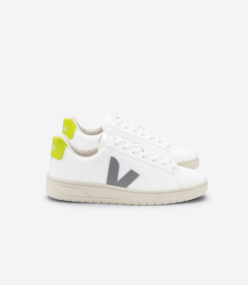 Veja Urca Cwl Women\'s Sneakers White Oxford Grey Jaune Fluo | FIK712946