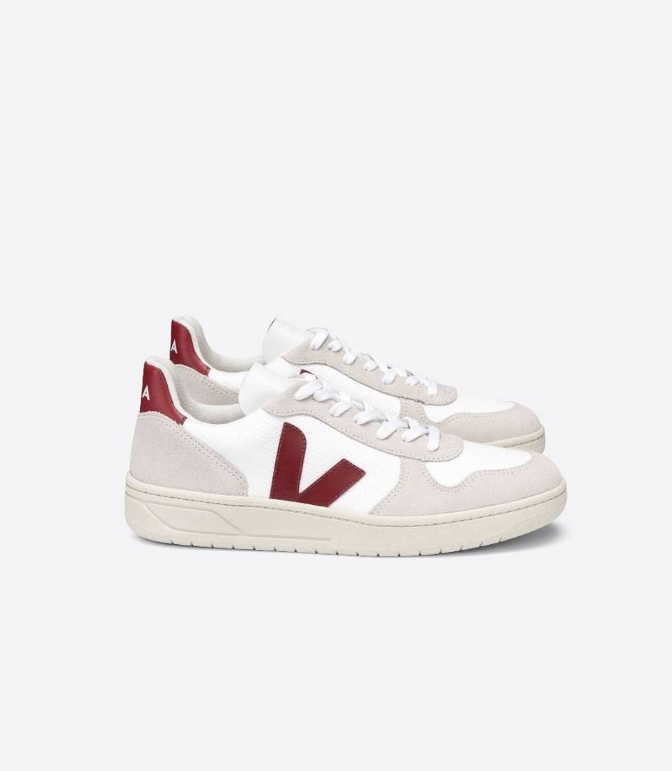 Veja V-10 B-mesh Men\'s Trainers White Marsala | NHC768509