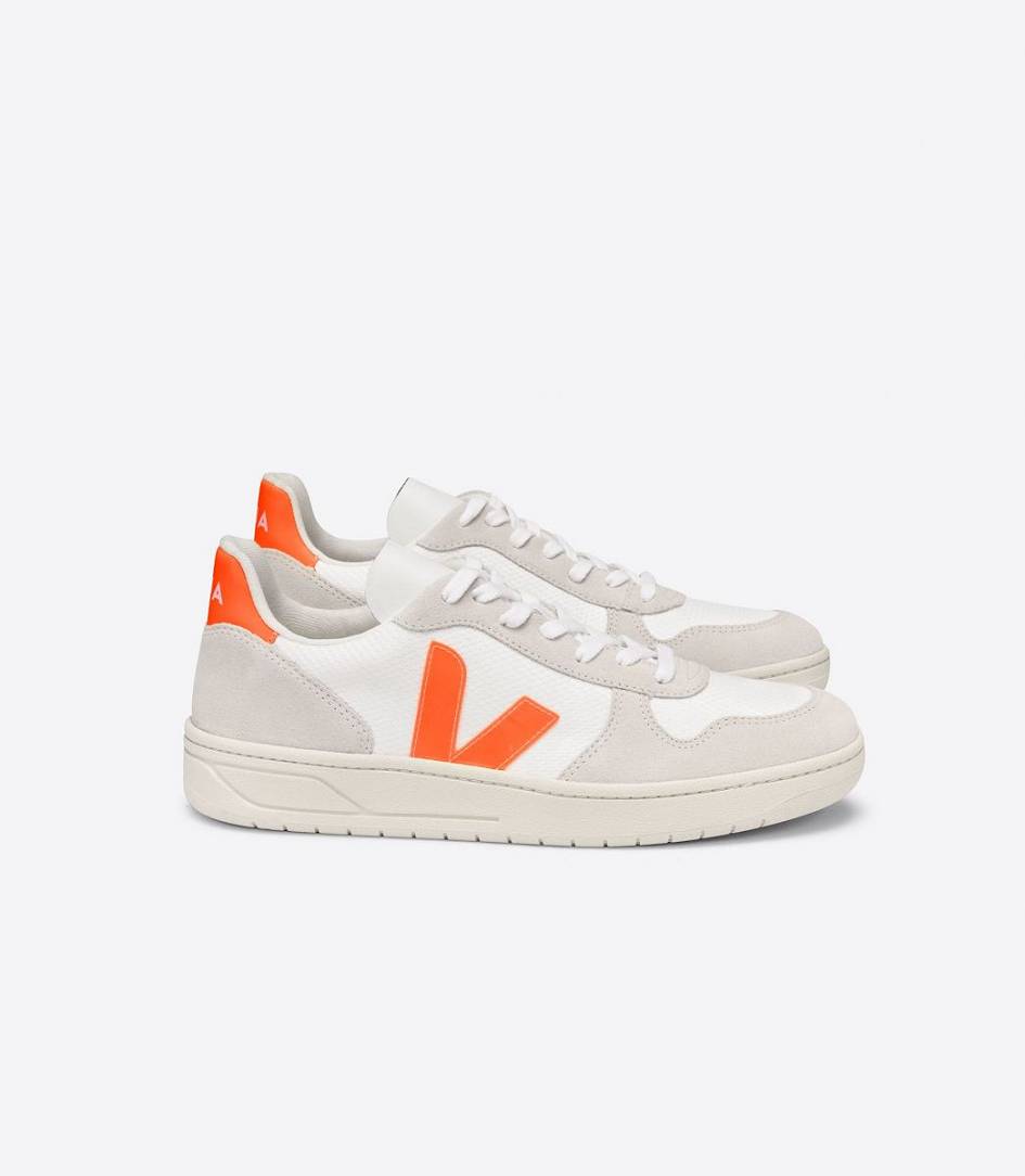 Veja V-10 B-mesh Women\'s Sneakers White Natural Orange-Fluo | XDG254890