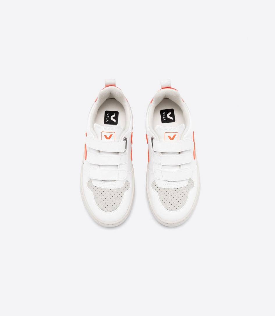 Veja V-10 Cwl Kids' Trainers White Orange Fluo | OBS091876