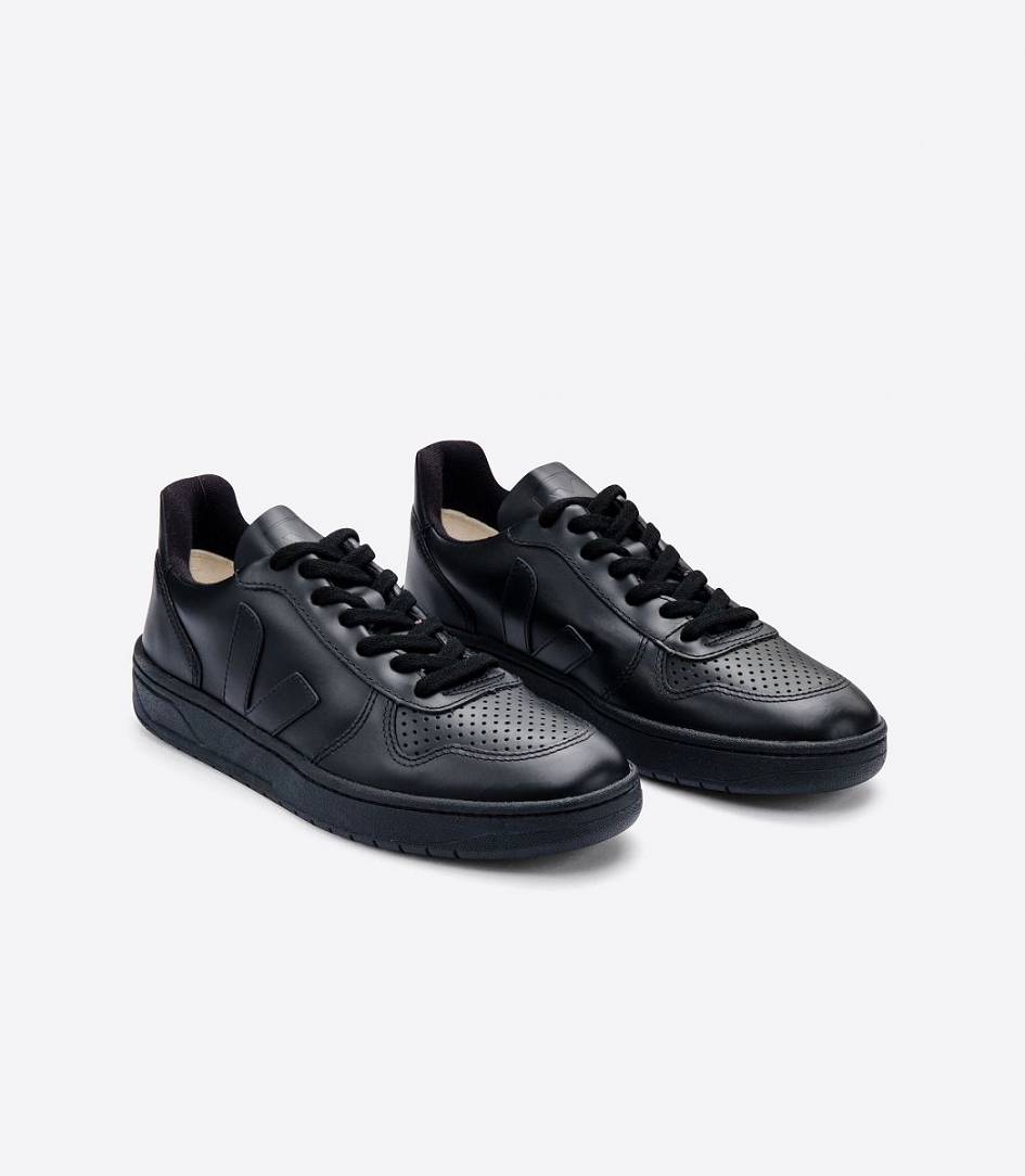 Veja V-10 Cwl Men's Trainers Black Black-Sole | CKR276895