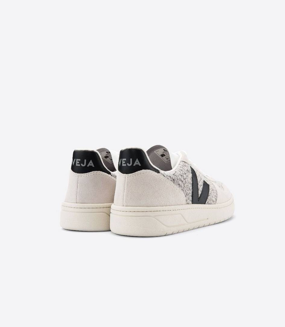 Veja V-10 Flannel Men's Trainers Snow Black | GRX971683