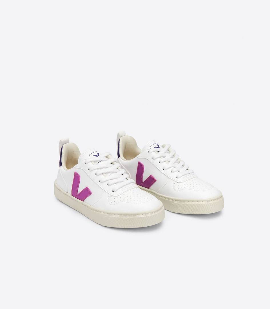 Veja V-10 Lace Cwl Kids' Sneakers White Ultraviolet Purple | JYF038961