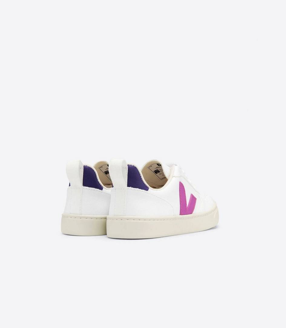 Veja V-10 Lace Cwl Kids' Sneakers White Ultraviolet Purple | JYF038961