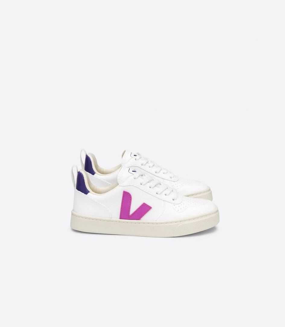 Veja V-10 Lace Cwl Kids\' Sneakers White Ultraviolet Purple | JYF038961