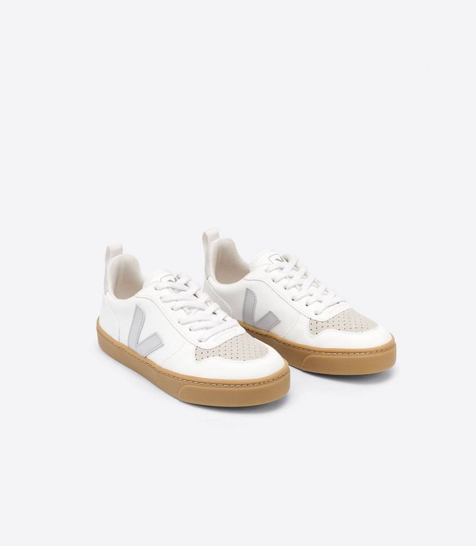 Veja V-10 Lace Cwl Kids' Trainers White Pearl Natural | FGV754601