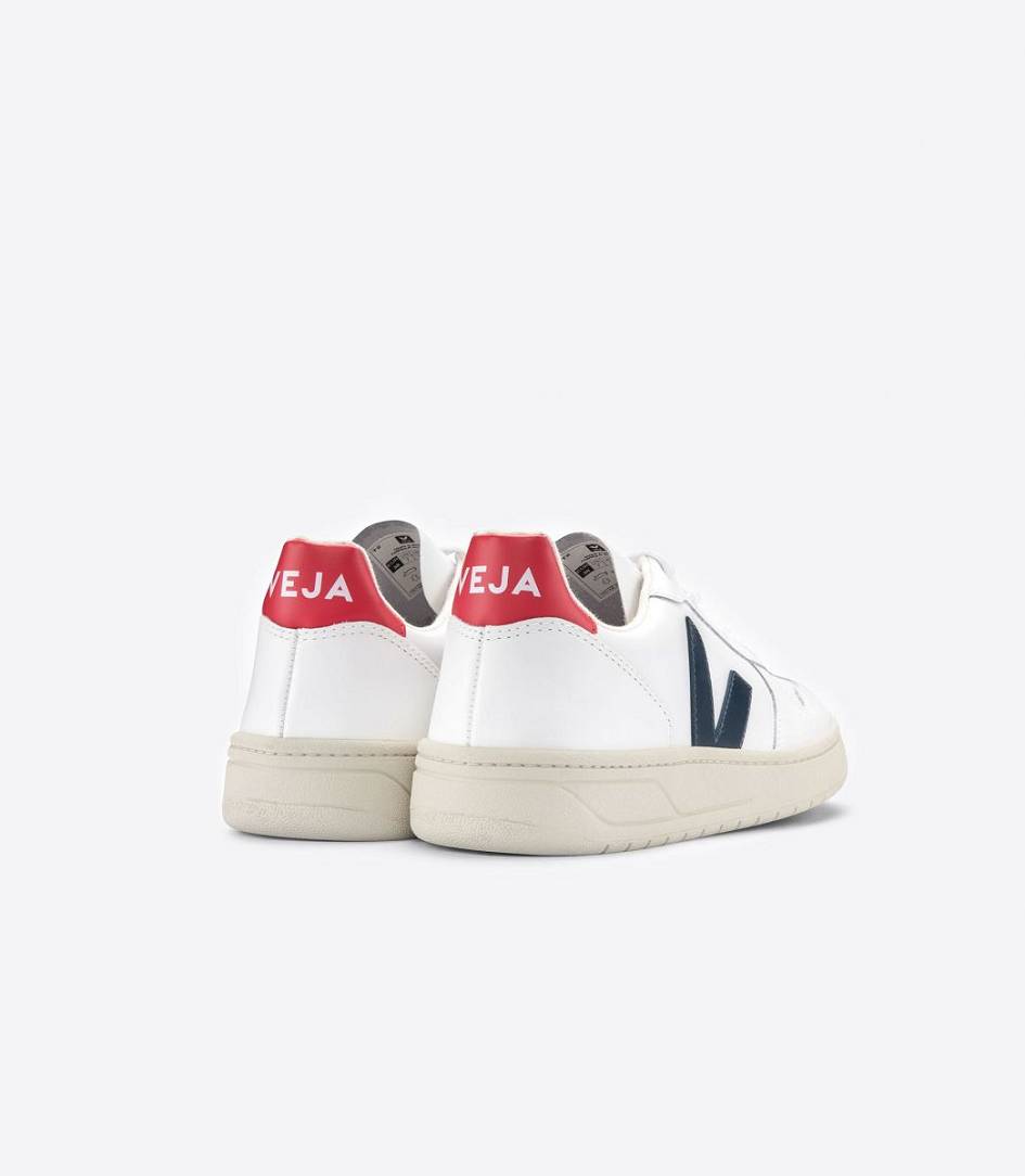 Veja V-10 Leather Men's Sneakers White Nautico Pekin | RAV085612