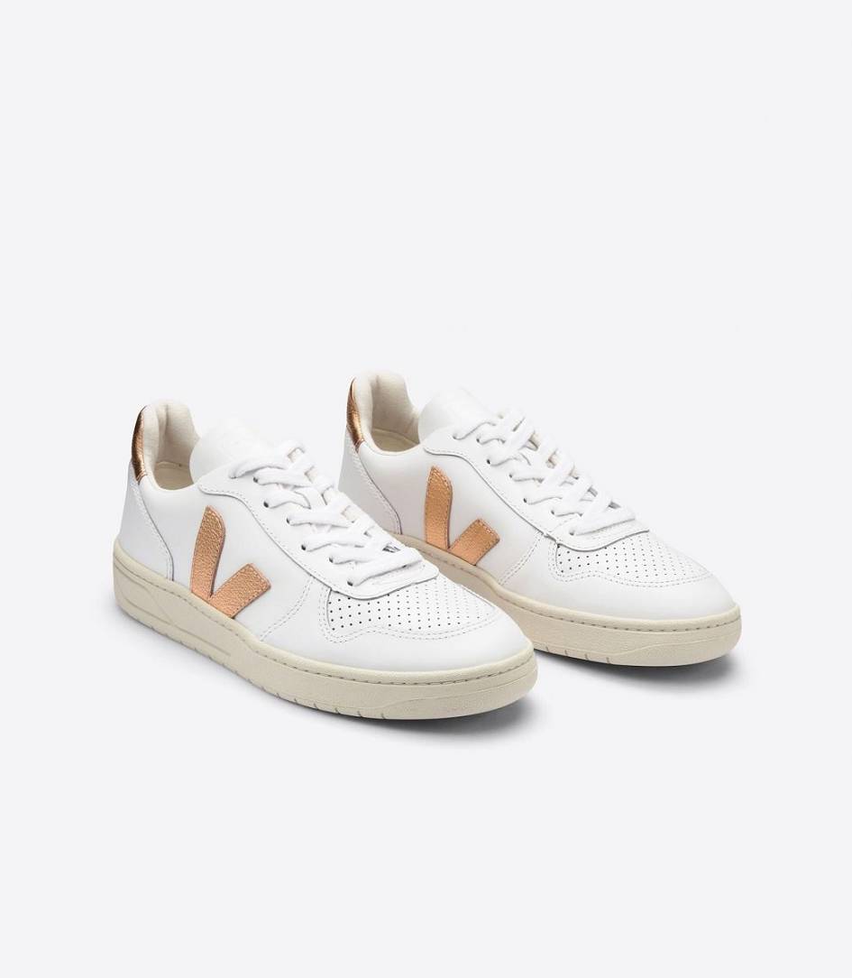 Veja V-10 Leather Women's Sneakers White Venus | JWY496280