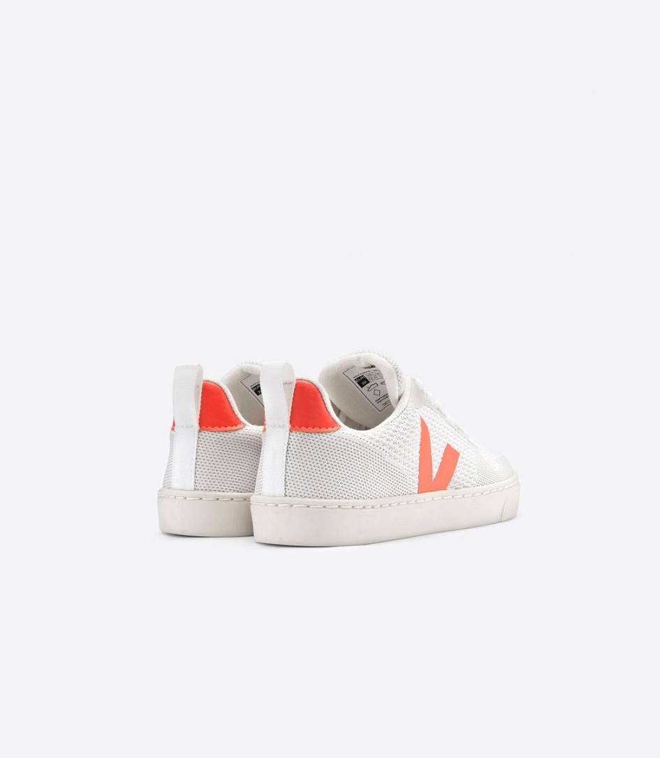 Veja V-10 Malha Kids' Sneakers Branco Aluminio Orange Fluo | LMI598362