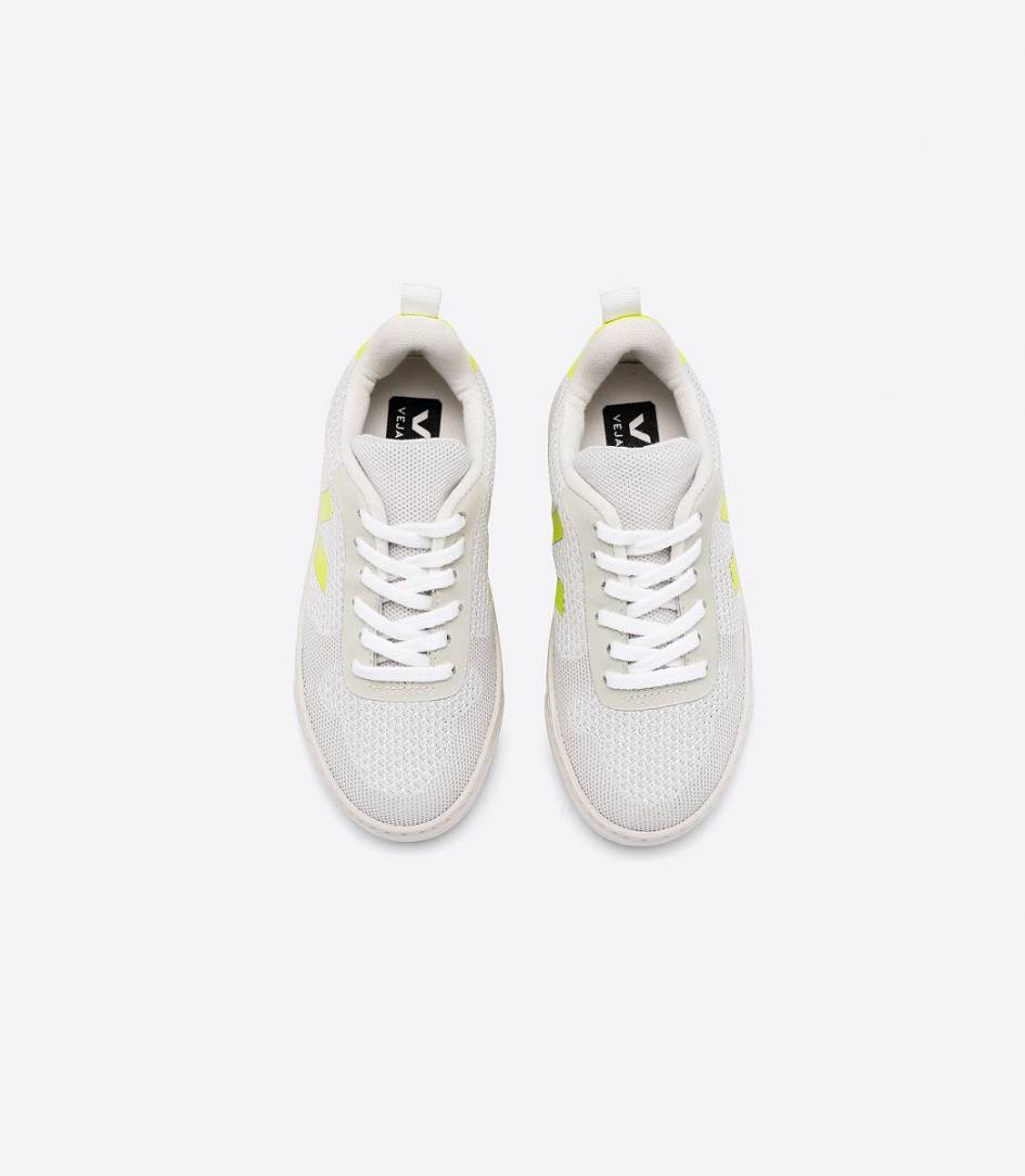 Veja V-10 Malha Kids' Trainers Branco Aluminio Jaune Fluo | SPX139254