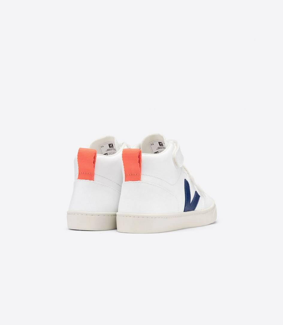 Veja V-10 Mid Cwl White Kids' Sneakers White Cobalt Orange Fluo | PXT413795