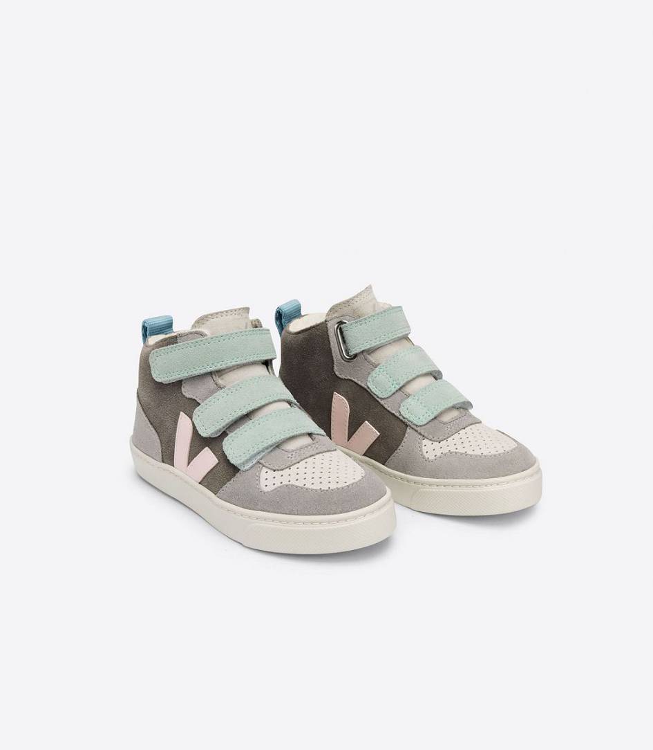 Veja V-10 Mid Fured Suede Kids' Sneakers Multico Moonrock | CDP247913